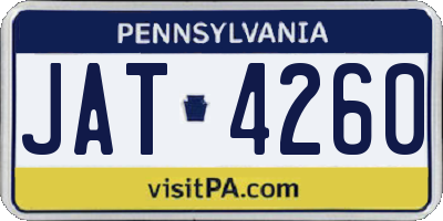 PA license plate JAT4260