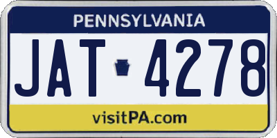 PA license plate JAT4278