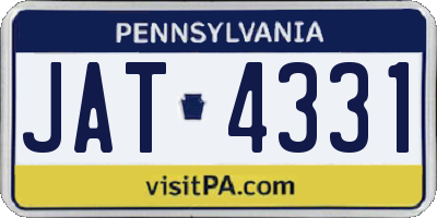 PA license plate JAT4331