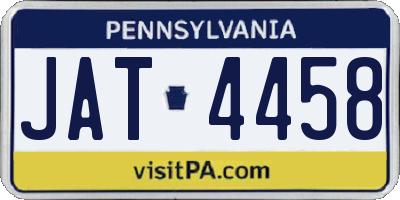 PA license plate JAT4458