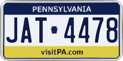 PA license plate JAT4478
