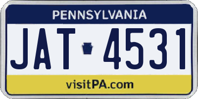 PA license plate JAT4531