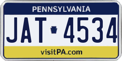 PA license plate JAT4534