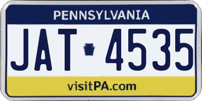 PA license plate JAT4535