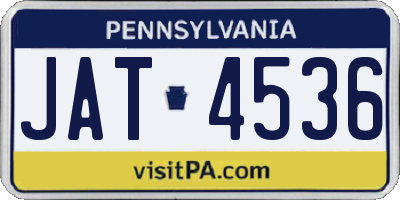 PA license plate JAT4536