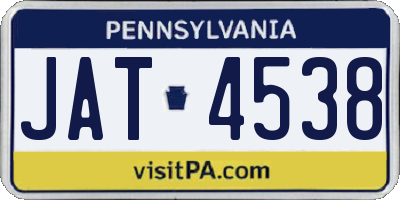 PA license plate JAT4538