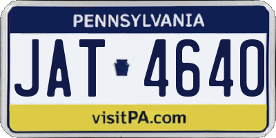 PA license plate JAT4640