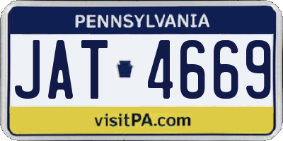 PA license plate JAT4669