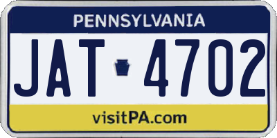 PA license plate JAT4702