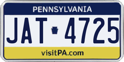 PA license plate JAT4725