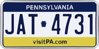 PA license plate JAT4731