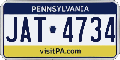 PA license plate JAT4734