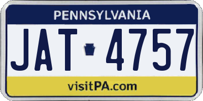 PA license plate JAT4757