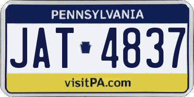 PA license plate JAT4837