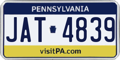 PA license plate JAT4839