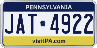 PA license plate JAT4922