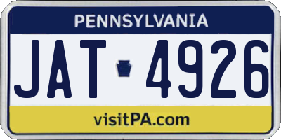 PA license plate JAT4926