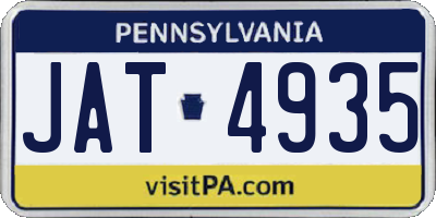 PA license plate JAT4935
