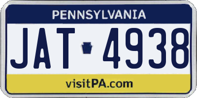 PA license plate JAT4938
