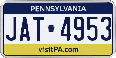PA license plate JAT4953