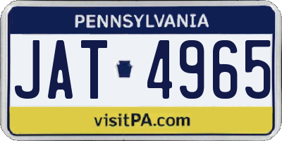 PA license plate JAT4965