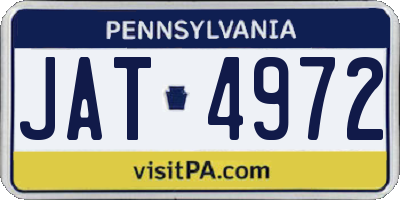 PA license plate JAT4972