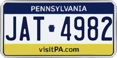 PA license plate JAT4982
