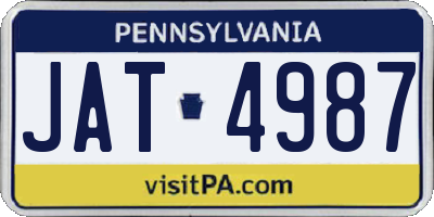 PA license plate JAT4987