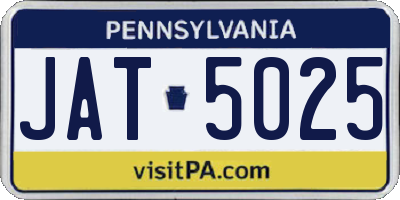 PA license plate JAT5025