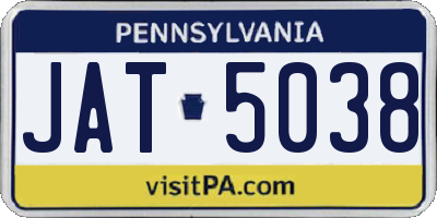 PA license plate JAT5038