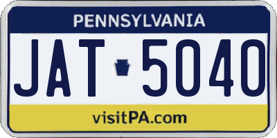 PA license plate JAT5040