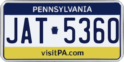PA license plate JAT5360