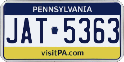 PA license plate JAT5363