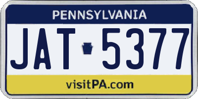PA license plate JAT5377