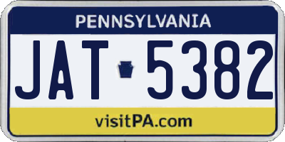 PA license plate JAT5382