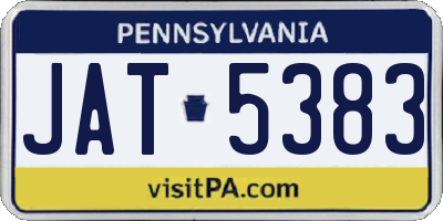 PA license plate JAT5383