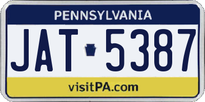 PA license plate JAT5387