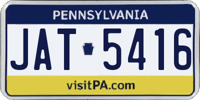 PA license plate JAT5416