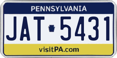 PA license plate JAT5431