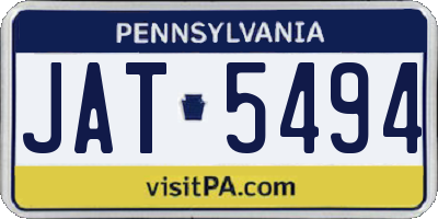 PA license plate JAT5494