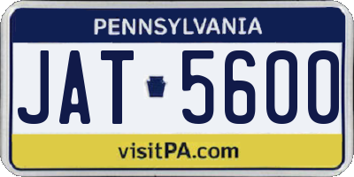PA license plate JAT5600
