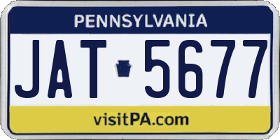 PA license plate JAT5677