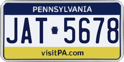PA license plate JAT5678