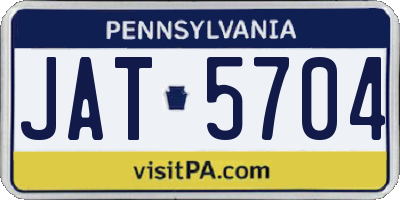 PA license plate JAT5704
