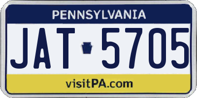PA license plate JAT5705