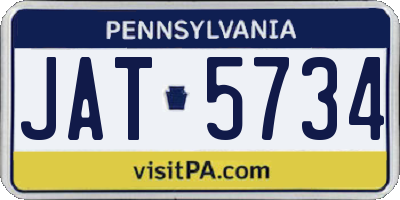 PA license plate JAT5734
