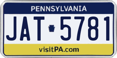 PA license plate JAT5781