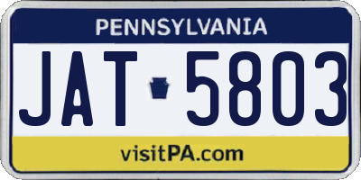 PA license plate JAT5803