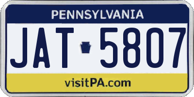 PA license plate JAT5807