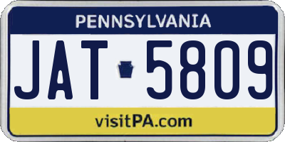 PA license plate JAT5809